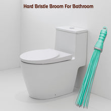 Bathroom floor cleaning broom - plastic hard bristles for scrubbing wet and dry surfaces.