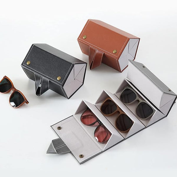 5-Slot Sunglasses Organizer Box – Foldable Travel Case for Spectacles & Sunglasses Storage