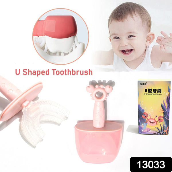 Kids U-Shaped Toothbrush – Silicone 360° Brush for 2-6 Years, Baby & Children Tooth Cleaning (1 Pc)