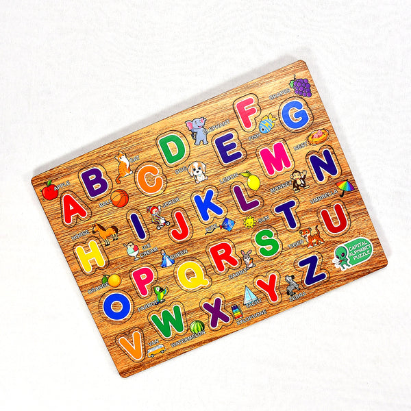 Wooden Capital Alphabets Letters Learning Educational Puzzle Toy For Kids.