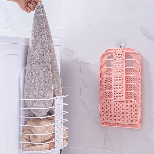 Wall Hanging Laundry Basket & Clothes Hanger - Dirty Clothes Storage Hook for Bathroom & Laundry Room (1 Pc)