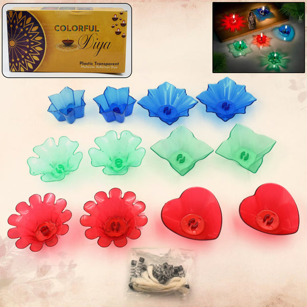 6320 Magical Reflection Diya Set With 6 Attractive Design Cup Set Of 12 Pieces