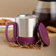 Stainless Steel Coffee Tea Cup - Insulated Double Wall with Lid and Handle for Hot Beverages (1 Pc)