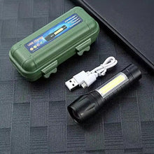 LED Flashlight Rechargeable – USB Mini Torch with Zoom, COB Side Lantern, and High-Power Tactical Portable Light