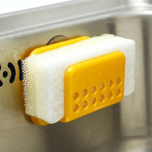 Self-Adhesive Sponge Holder - No-Drill Soap and Sink Organizer for Kitchen and Bathroom Use.