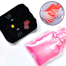 Black Hello Kitty Small Hot Water Bag With Cover For Pain Relief Neck Shoulder Pain And Hand Feet Warmer Menstrual Cramps.