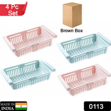 Adjustable Fridge Storage Basket Set - Sliding Racks and Trays for Organized Storage (4 Pc Set).