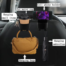 Car Headrest Backseat Organizer – 3-in-1 Phone, Cupholder & Hooks for Travel