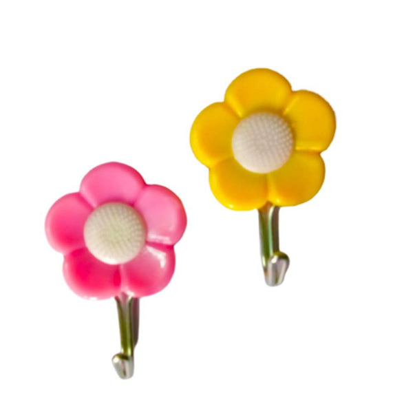 Plastic Self-Adhesive Hooks - Flower Shape Design, Pack of 5, Durable & Decorative Wall Mount