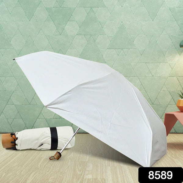 3-fold Sun  Rain Protective Solid Foldable Umbrella (1 Pc)