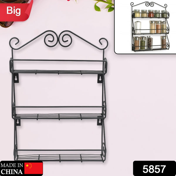 5857 Big Wall Mounted Iron Wall Shelf With 3 Storage Racks For Kitchen Pantry Cabinet Counter Top Or Free Standing Rack Holder For Kitchen