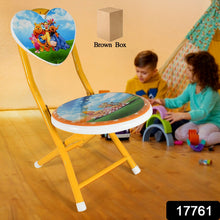 Heart-Shaped Kids Chair – Cartoon Printed Foldable Chair for Playrooms, Schools, Daycares, and Home, Metal and Fibre Body, Ideal for Picnic, Beach, and Camping (1 Pc)