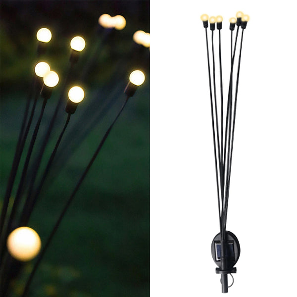 Solar Garden Firefly Lights - Upgraded Waterproof Outdoor LED Lamp for Yard & Pathway Decor (2 Pcs Set, 12 LEDs, Warm Light)