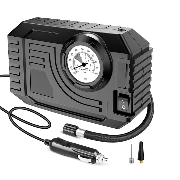 Portable 12V Tire Inflator Air Compressor – Small Air Pump with LED Light for Car Tires, Bikes, Balloons & Other Inflatables