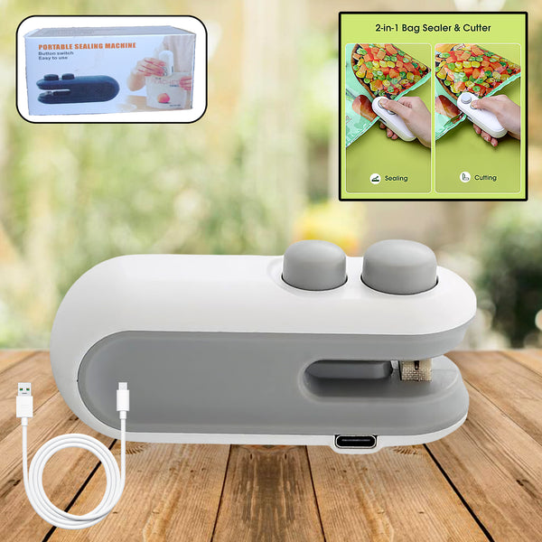 Mini Bag Sealer 2-in-1 – USB Charging Heat Sealer & Cutter for Food Storage