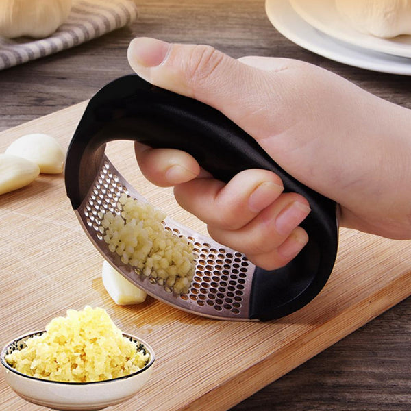 Stainless Steel Garlic Press - Kitchen Crusher for Easy Garlic Mincing