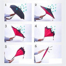 6211 Plain Design Windproof Upside Down Reverse Umbrella With C-shaped Handle