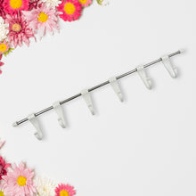 Stainless Steel Utensil Hanger Rail – Nail-Free Wall Mount with 2 Magic Stickers & 6 Hooks for Kitchen