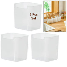 3-Pc Clear Plastic Organizer Set - Versatile Storage Trays for Kitchen, Desk, Makeup, and Bathroom Use