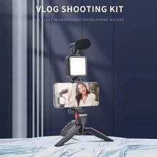 Vlogging Kit for Video Making - Mic, Mini Tripod, LED Light, & Phone Holder Clip