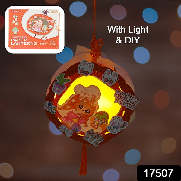 DIY Handmade Traditional Paper Lanterns - Cartoon Design, Antique Style, Portable LED Luminescent Projection Lamp for Festivals & Parties