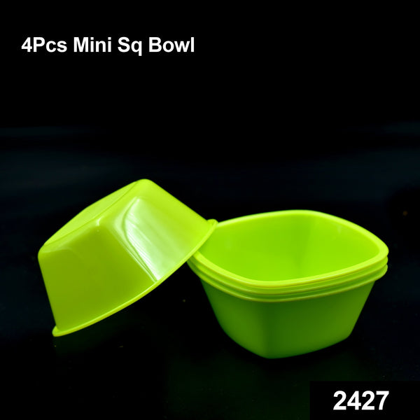 Square Plastic Bowl For Serving Food (Pack Of 4)