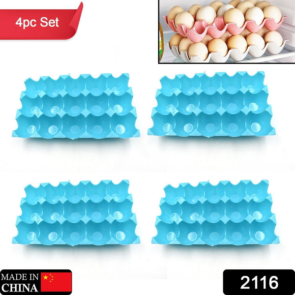 15-Cavity Plastic Egg Tray Set - Holds 60 Eggs (4-Piece Pack)