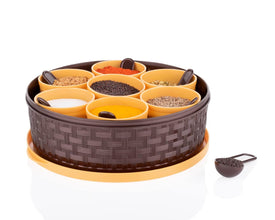 Round Plastic Masala Spice Box – Durable and Convenient Spice Organizer for Kitchen Use