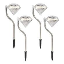 9220 Diamond Shaped Solar Powered Stake Lights Waterproof Outdoor Solar Power Lawn Lamps Led Spot Light Garden Pathway Stainless Steel Solar Landscape Lighting (4 Pcs Set)