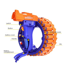 Amazing Toy Gun Electric Gun for Children – Features 28 soft bullets, safety design, and electric hand ring wheel. Perfect gift toy for kids.