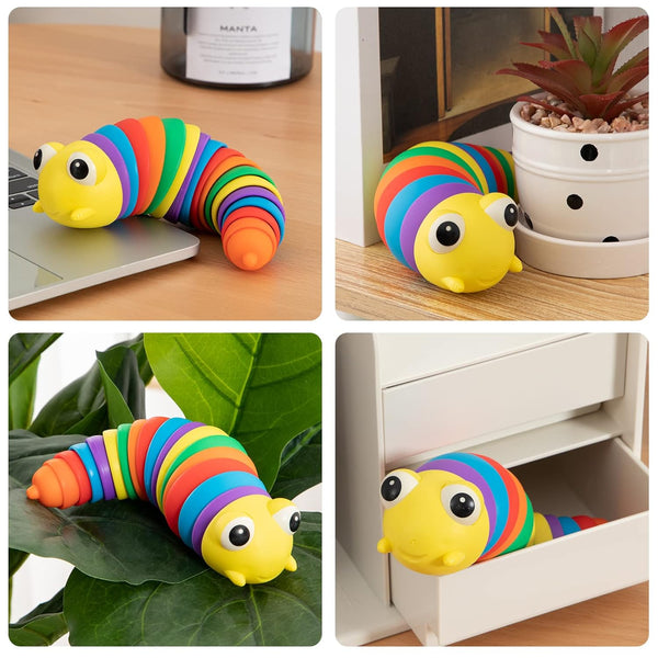 3D Rainbow Slug Fidget Toy – Sensory Stress Relief for Kids & Adults, Autism-Friendly (1 Piece)