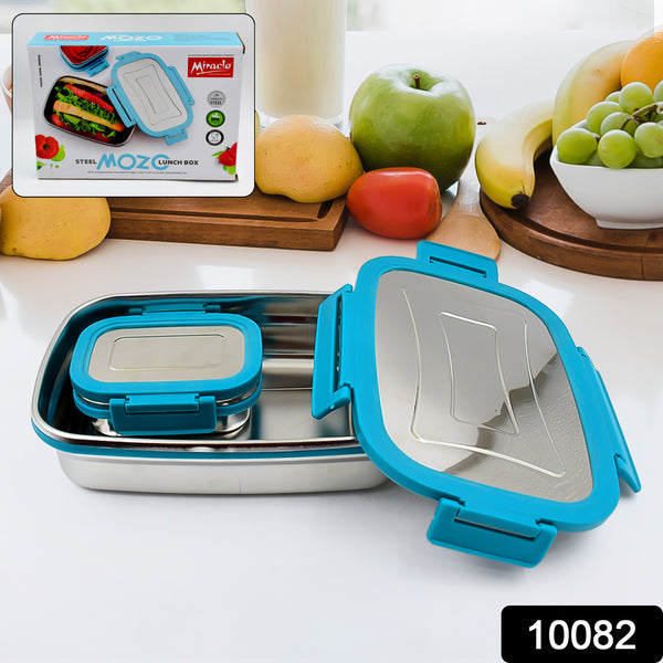 Premium Stainless Steel Lunch Box For Kid 2 Containers Lunch Box Perfect Size Meal Lunch Box Set For Office School And Travelling Tiffin Box (1000 Ml+ 200 Ml Approx)