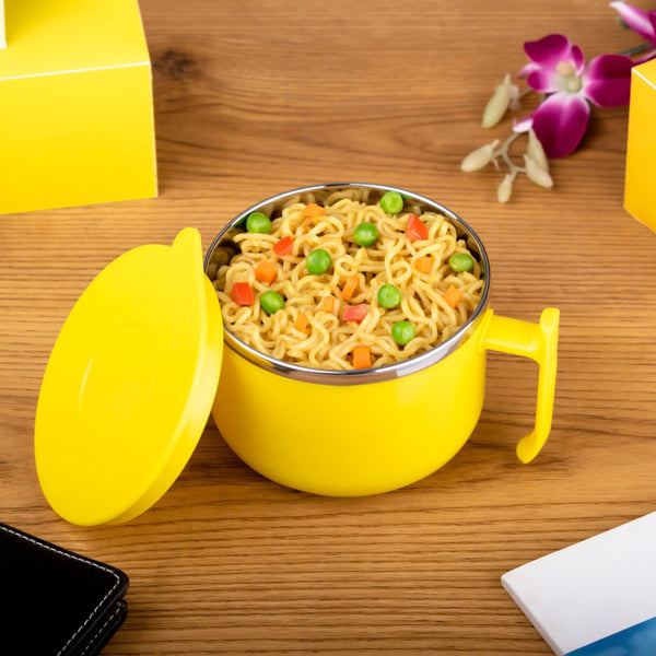 Maggie Bowl with Lid & Handle – Double Layer Soup Bowl for Breakfast, Cereal, Ramen, and Beverages, Dishwasher Safe