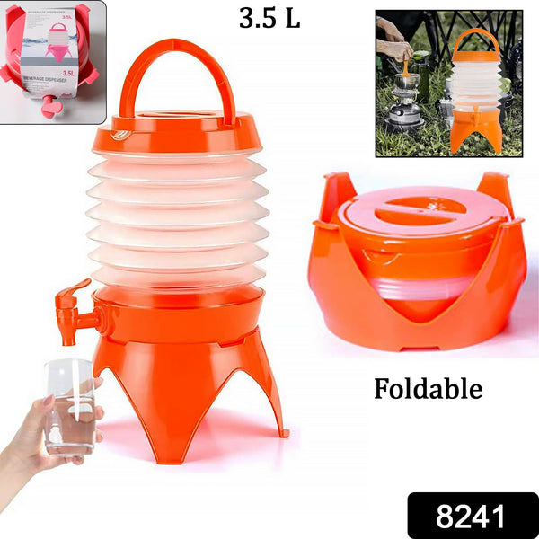 Plastic Collapsible Beverage Container with Tap – 3.5 L Cold Drink Dispenser for Home, Outdoor Parties & Travel (Multicolor)