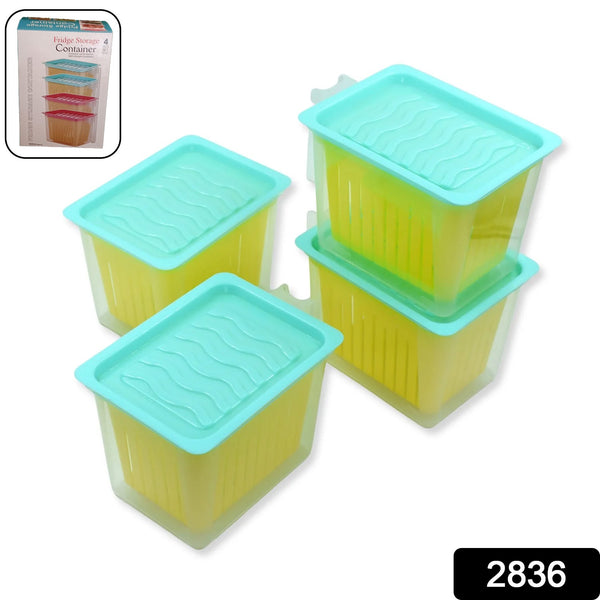 4-Piece Fridge Storage Containers with Handle – Plastic Kitchen Organizer for Food Storage