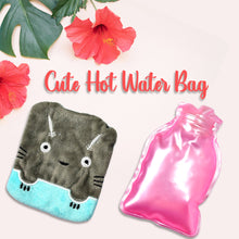 Grey Cat Print Small Hot Water Bag with Cover