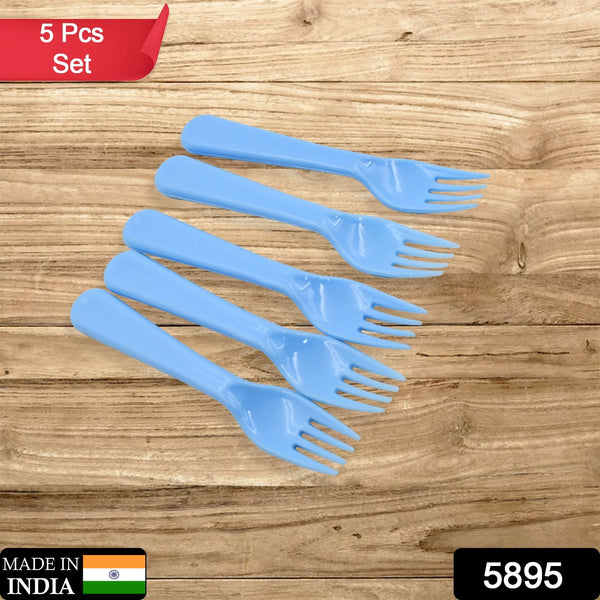 5895  Reusable Premium Heavy Weight Plastic Forks Party Supplies One Size Plastic 5pc Serving Fork Set For Kitchen Travel Home (5pc)