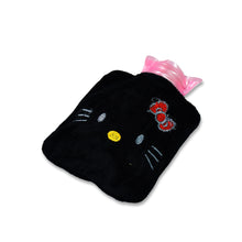 Black Hello Kitty Small Hot Water Bag With Cover For Pain Relief Neck Shoulder Pain And Hand Feet Warmer Menstrual Cramps.