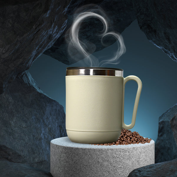 8137 Ganesh Premium Stainless Steel Coffee Mug With Heat Resistant Mug Lid. Approx 400ml Mug.