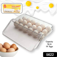 Plastic 18-Cavity Egg Storage Box – Rectangular Tray with Lid & Handles for Refrigerator (1 Pc)