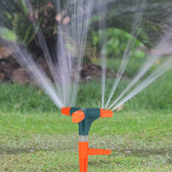 360° Rotating Garden Sprinkler – Adjustable 3-Arm Lawn Water Sprayer for Garden & Yard Irrigation