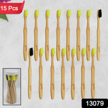 Bamboo Wooden Toothbrush Set – 15-Piece Soft Biodegradable Manual Toothbrushes for Adults & Kids with Round Box