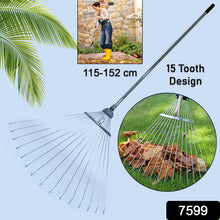 Telescopic Stainless Steel Garden Rake - Adjustable 115-152 cm Lawn Tool