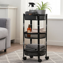 3-layer Round Metal Mesh Utility Storage Trolley With Wheels Wukusy