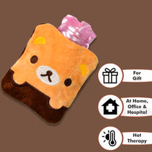 6527 Brown Panda Print Small Hot Water Bag With Cover For Pain Relief Neck Shoulder Pain And Hand Feet Warmer Menstrual Cramps.