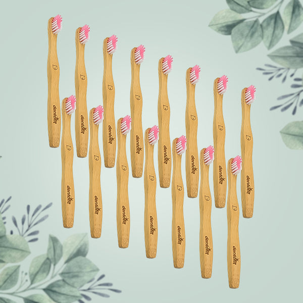 Bamboo Wooden Toothbrush Soft Toothbrush Wooden Child Bamboo Biodegradable Toothbrush Manual Toothbrush For Adult Kids (15 Pcs Set  With Round Box)