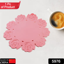 5976 Kitchen Gadget Accessories Plate Cup Mat Rose Simple Circular Coasters For Kitchen Cafe Restaurant Placemats For Dining Table Coasters Tabletop Protection Anti-scald Easy To Clean (1 Pc)