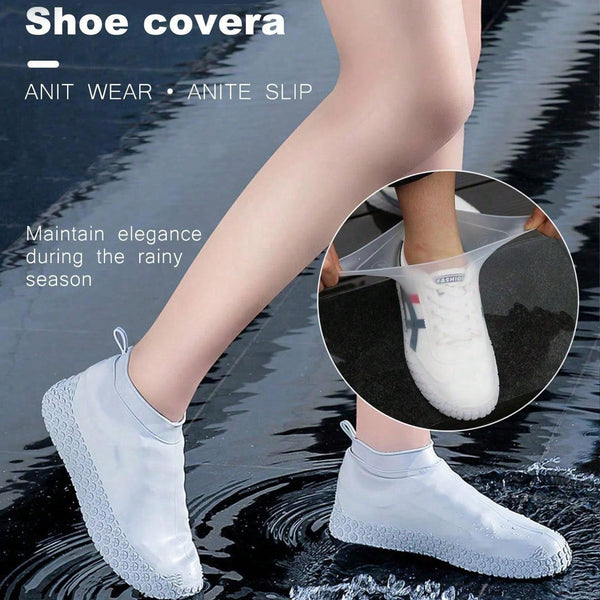 Non-slip Silicone Rain Boot Shoe Cover – Reusable, Anti-skid, Waterproof, Foldable (Large Size, Mix Color, 1 Pair)