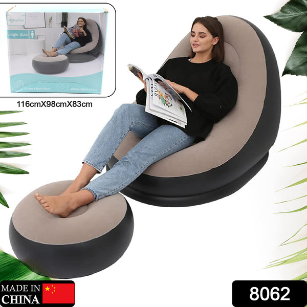 Inflatable Sofa Lounge Chair – Portable Flocking Air Sofa for Home, Office, Travel & Camping