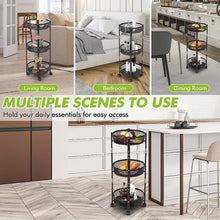 3-layer Round Metal Mesh Utility Storage Trolley With Wheels Wukusy